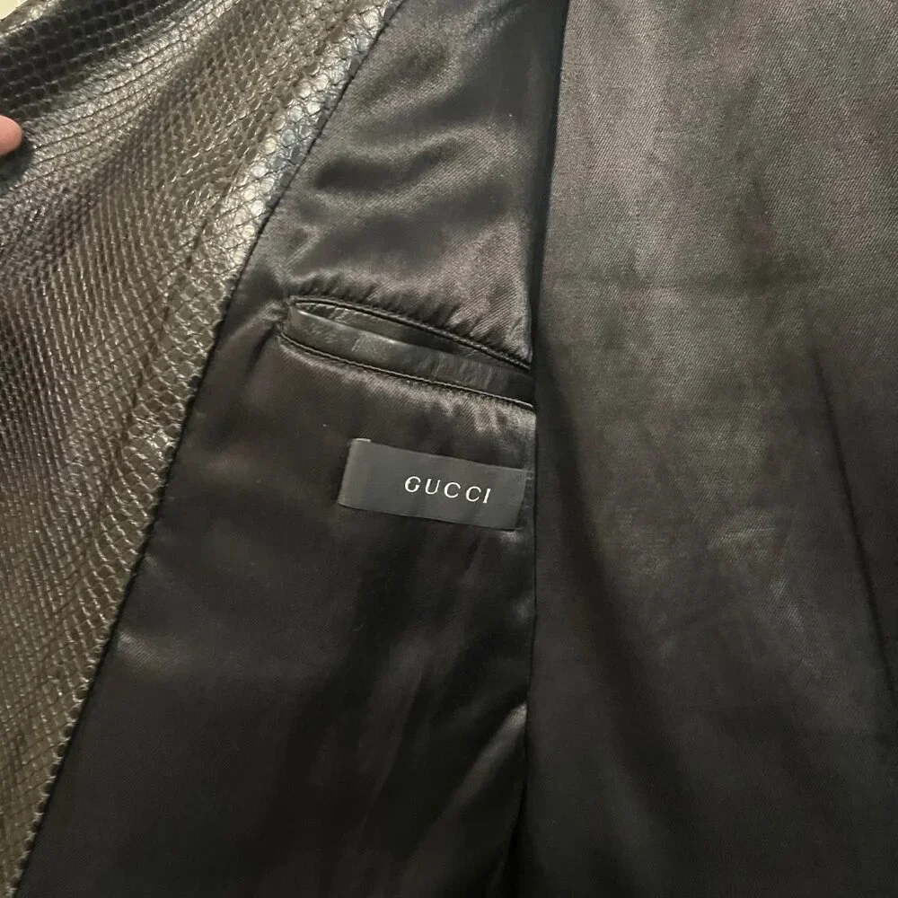 Men's Gucci Black Python Motorcycle Jacket - Picture 5 of 6